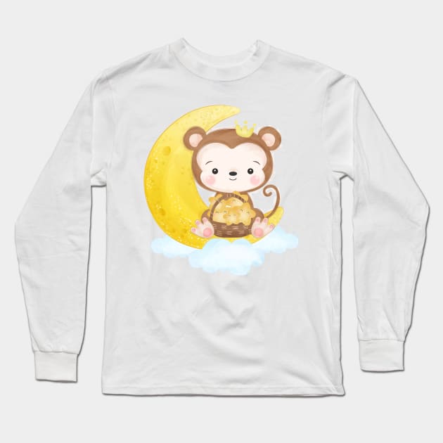 Monkey Long Sleeve T-Shirt by O2Graphic